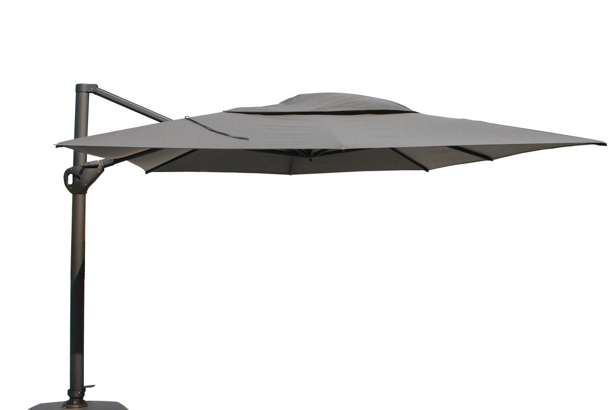 Hacienda parasoll 300x400 cm fra 4 Seasons Outdoor med antrasitt ramme og charcoal Solefin-duk
